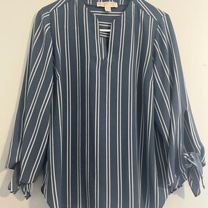 Michael Kors Navy and White Striped Blouse